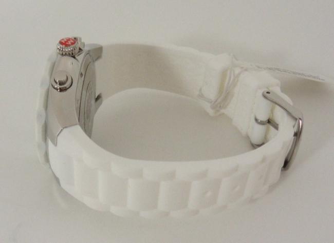 Michele White/Silver Jelly Mww12f000032 Womens Bean Chrono Tone Silicon Bracelet New Watch Michele White/Silver Jelly Mww12f000032 Womens Bean Chrono Tone Silicon Bracelet New Watch