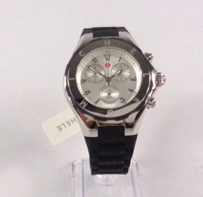 Michele Black/Silver Jelly Mww12f000033 Womens Bean Chrono Tone Silicon Bracelet New Watch Michele Black/Silver Jelly Mww12f000033 Womens Bean Chrono Tone Silicon Bracelet New Watch