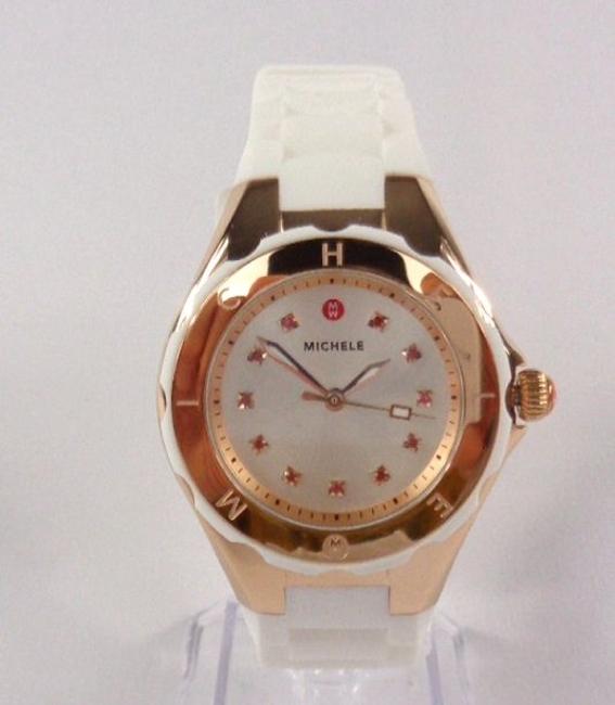 Michele Rose Gold/White Jelly Mww12p000003 Womens Petite Bean Topaz Crystals Plated Silicon New Watch Michele Rose Gold/White Jelly Mww12p000003 Womens Petite Bean Topaz Crystals Plated Silicon New Watch