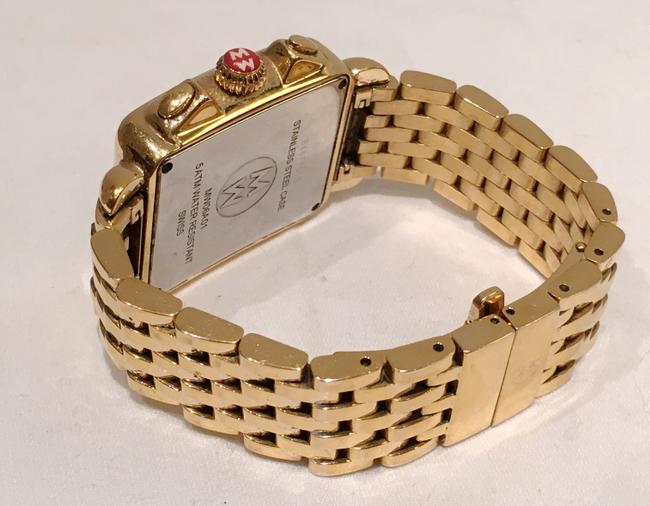 Michele Gold Tone Signature Deco Diamond Diamond Dial Watch Michele Gold Tone Signature Deco Diamond Diamond Dial Watch
