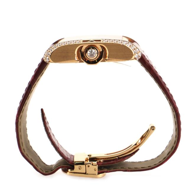 Cartier Silver Tank Anglaise Rose Gold and Alligator with Diamo Watch Cartier Silver Tank Anglaise Rose Gold and Alligator with Diamo Watch
