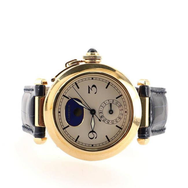 Cartier Silver Pasha Moonphase Date Quartz Yellow Gold and Crocodile 38 Watch Cartier Silver Pasha Moonphase Date Quartz Yellow Gold and Crocodile 38 Watch