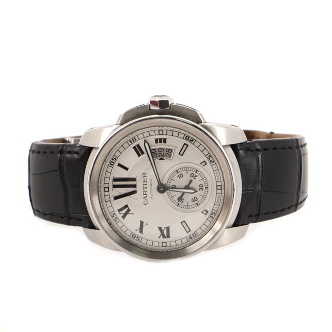 Cartier Silver Calibre De Stainless Steel and Alligator 42 Watch Cartier Silver Calibre De Stainless Steel and Alligator 42 Watch