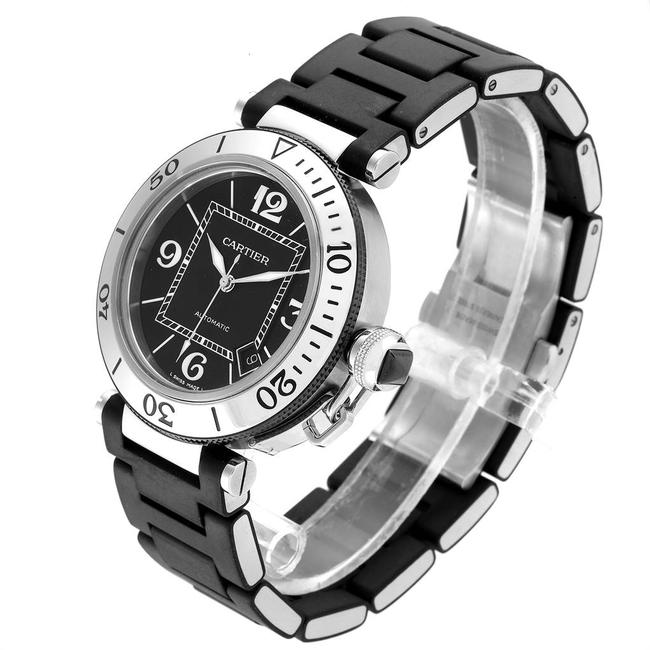 Cartier Black Pasha Seatimer Rubber Strap Steel Mens W31077u2 Watch Cartier Black Pasha Seatimer Rubber Strap Steel Mens W31077u2 Watch