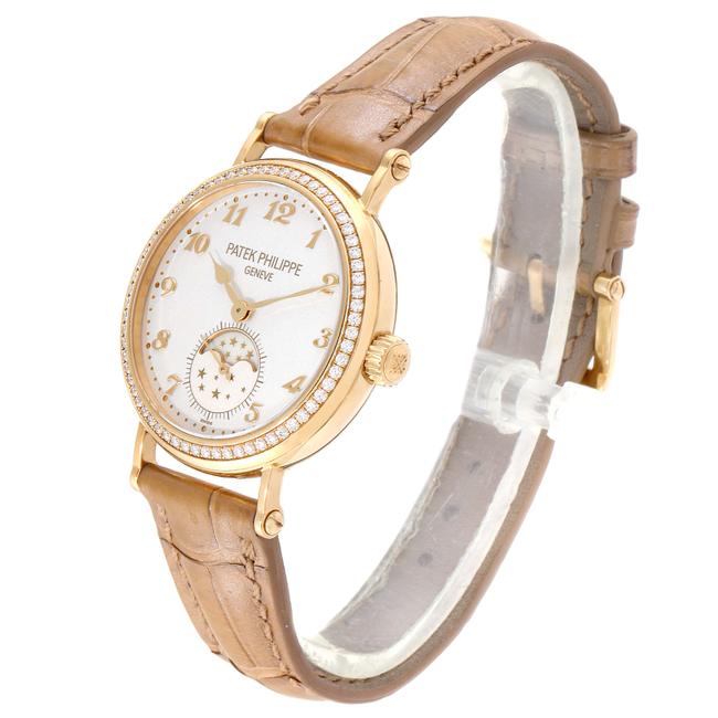 Patek Philippe Silver Calatrava Moonphase Yellow Gold Diamond Ladies Watch Patek Philippe Silver Calatrava Moonphase Yellow Gold Diamond Ladies Watch