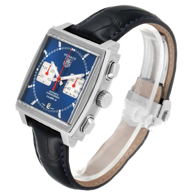 TAG Heuer Blue Monaco Calibre 12 Dial Black Strap Mens Caw2111 Watch TAG Heuer Blue Monaco Calibre 12 Dial Black Strap Mens Caw2111 Watch