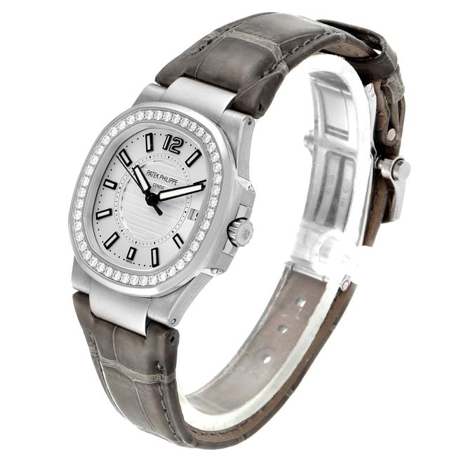 Patek Philippe Silver Nautilus White Gold Diamond Grey Strap Ladies Watch Patek Philippe Silver Nautilus White Gold Diamond Grey Strap Ladies Watch