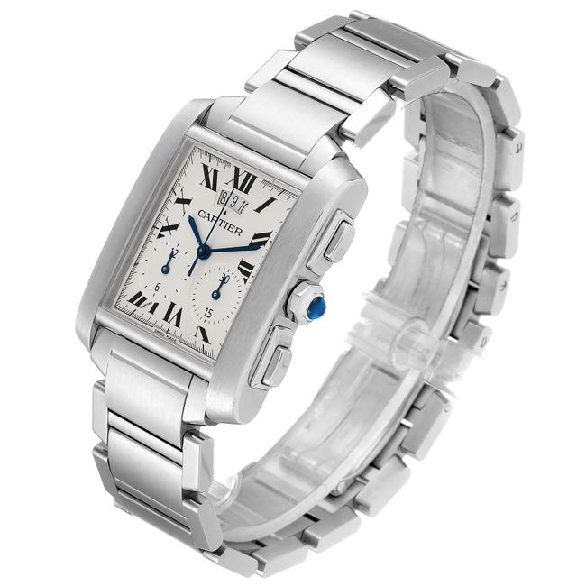 Cartier Silvered Tank Francaise Chrongraph Steel Mens W51024q3 Watch Cartier Silvered Tank Francaise Chrongraph Steel Mens W51024q3 Watch