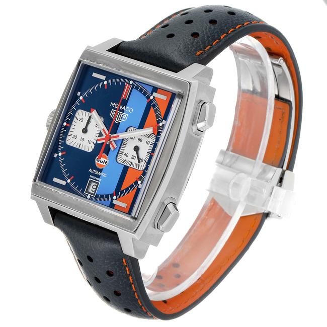 TAG Heuer Navy Blue and Orange Box Monaco Gulf 2018 Chronograph Steel Mens Caw211r Watch TAG Heuer Navy Blue and Orange Box Monaco Gulf 2018 Chronograph Steel Mens Caw211r Watch