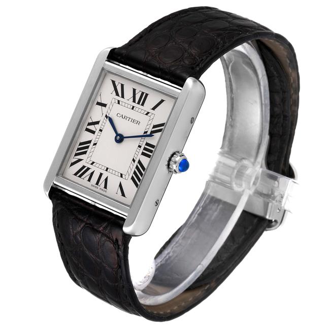 Cartier Silver Tank Solo Steel Dial Black Strap Unisex W1018355 Watch Cartier Silver Tank Solo Steel Dial Black Strap Unisex W1018355 Watch