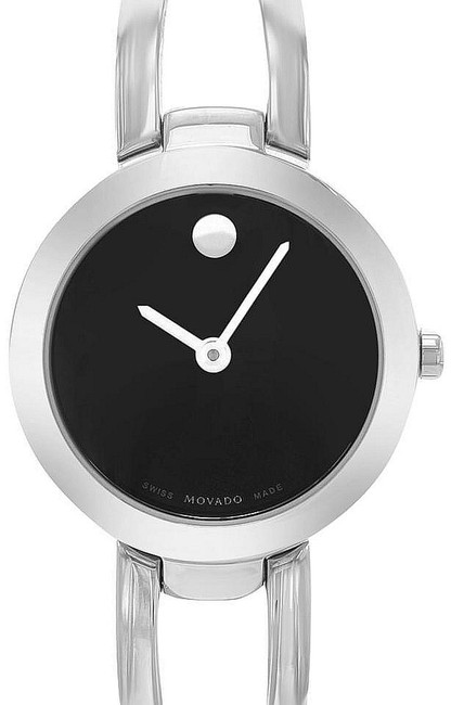 Movado Black Silver Stainless Dial Amorosa Bangle 0607131 Watch Movado Black Silver Stainless Dial Amorosa Bangle 0607131 Watch