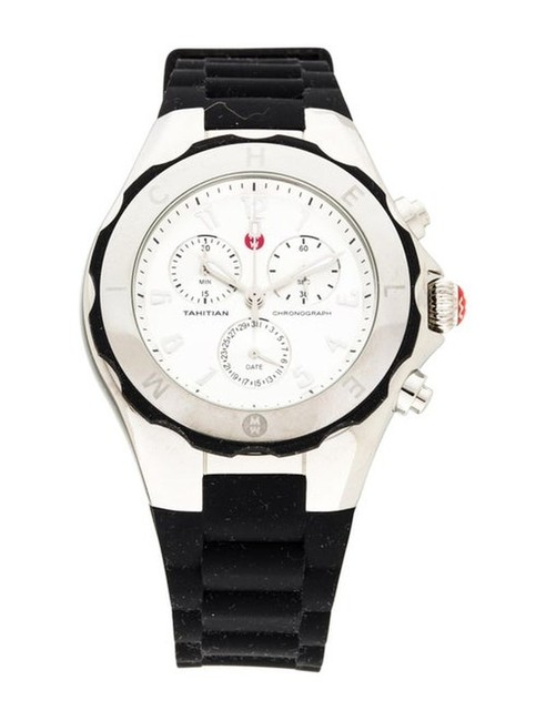 Michele Black Jelly Tahitian Silicone Stainless Steel Chronograph Mww12f000033 Watch Michele Black Jelly Tahitian Silicone Stainless Steel Chronograph Mww12f000033 Watch