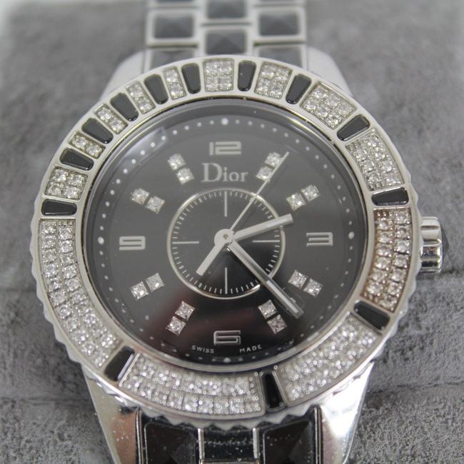 Dior Silver / Black Pyramid Sapphire Christal Stainless Steel Ladies Wristwatch Watch Dior Silver / Black Pyramid Sapphire Christal Stainless Steel Ladies Wristwatch Watch
