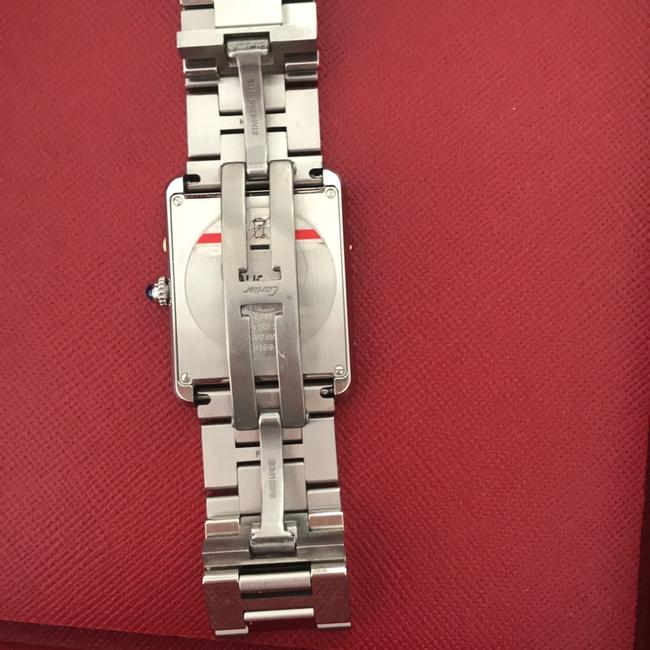 Cartier Silver with Synethetic Blue Marker Large Tank Solo Watch Cartier Silver with Synethetic Blue Marker Large Tank Solo Watch