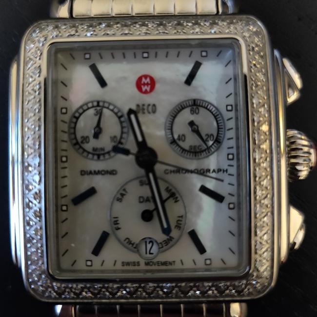 Michele Silver Deco Diamond Stainless Steel Watch Michele Silver Deco Diamond Stainless Steel Watch