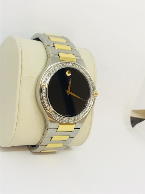 Movado Two Tone Black Dial 1.14ct Museum 011201036 Gold Stainless Steel Watch Movado Two Tone Black Dial 1.14ct Museum 011201036 Gold Stainless Steel Watch
