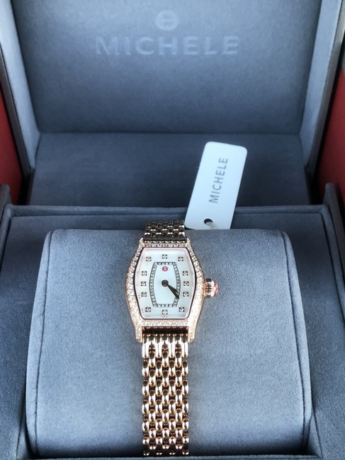 Michele Pink Gold Urban Coquette White Mop Diamond Dial Watch Michele Pink Gold Urban Coquette White Mop Diamond Dial Watch