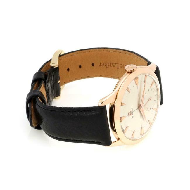 Omega 64413 Vintage 18k Rose Gold Hand Wind Mens Wrist Leather Band Watch Omega 64413 Vintage 18k Rose Gold Hand Wind Mens Wrist Leather Band Watch