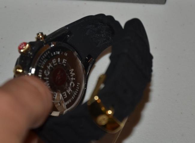 Michele Black Jelly Tahitian Chronograph Mww12f000062 Gold Watch Michele Black Jelly Tahitian Chronograph Mww12f000062 Gold Watch