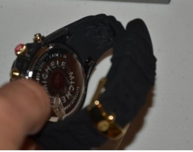 Michele Black Jelly Tahitian Chronograph Mww12f000062 Gold Watch Michele Black Jelly Tahitian Chronograph Mww12f000062 Gold Watch