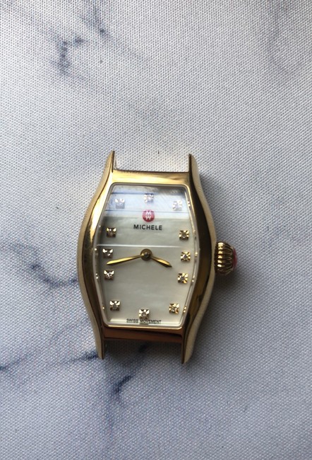 Michele Gold Womens Urban Coquette Mother Of Pearl Diamond Dial Watch Michele Gold Womens Urban Coquette Mother Of Pearl Diamond Dial Watch