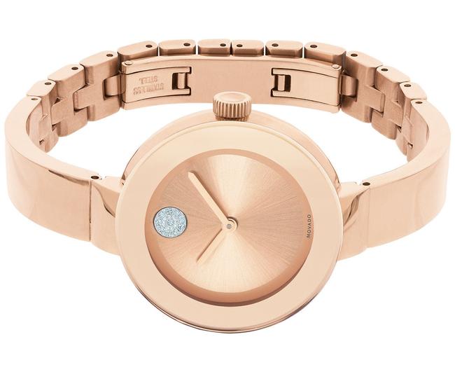 Movado Gold Rose Stainless Steel Bangle Crystal Dot Womens 3600202 Watch Movado Gold Rose Stainless Steel Bangle Crystal Dot Womens 3600202 Watch