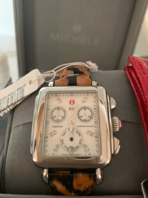 Michele Stainless Steel and Mother Of Pearl Face Silver Deco Diamond Dial Model Mww06p00014 Watch Michele Stainless Steel and Mother Of Pearl Face Silver Deco Diamond Dial Model Mww06p00014 Watch
