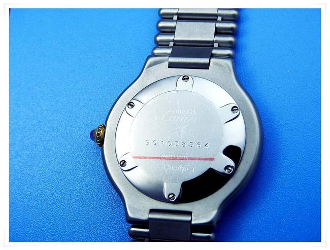 Cartier Ivory with Blue Steel Hands W Midsize Must De 21c 18kgp & St.steel Quartz W/Bracelet Watch Cartier Ivory with Blue Steel Hands W Midsize Must De 21c 18kgp & St.steel Quartz W/Bracelet Watch