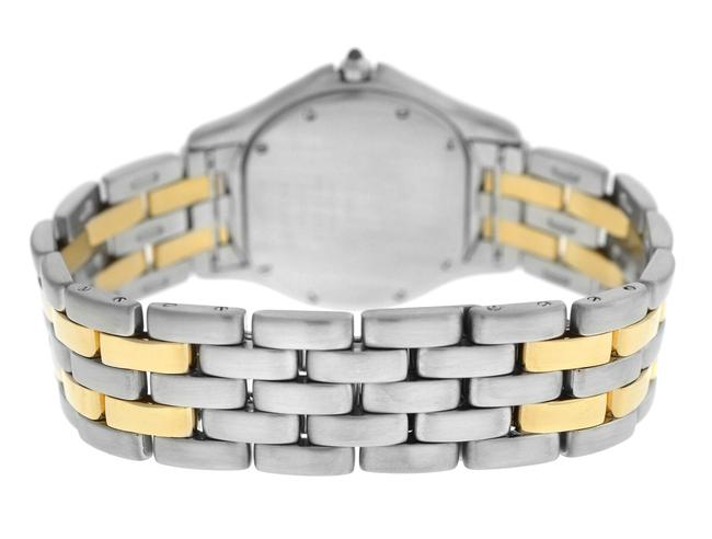 Cartier Yellow Gold Silver Unisex 33mm Panthere Cougar 187904 Two Row Steel 18k Watch Cartier Yellow Gold Silver Unisex 33mm Panthere Cougar 187904 Two Row Steel 18k Watch