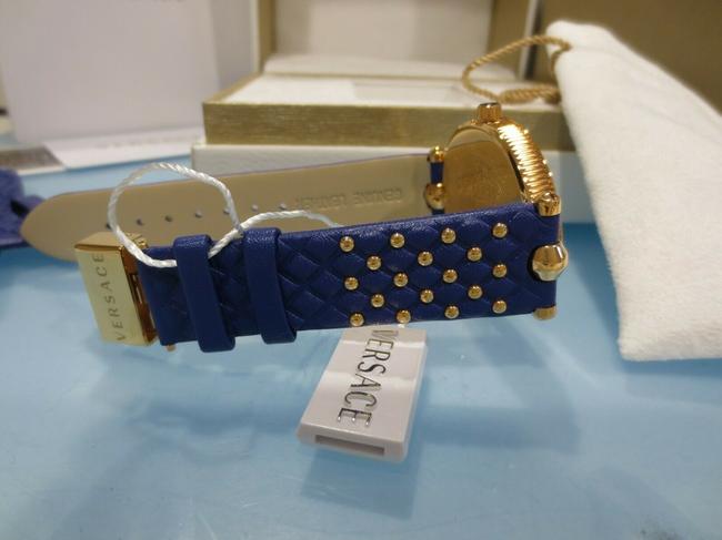 Versace Gold/Blue Leather Vk7040013 Vanitas Ip Womens Watch Versace Gold/Blue Leather Vk7040013 Vanitas Ip Womens Watch