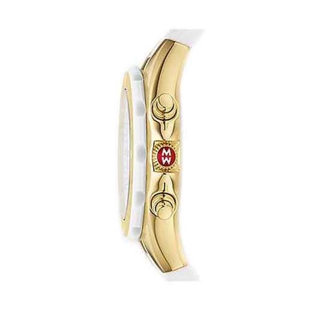 Michele White Jelly Tahitian Bean Silicone Gold Tone Stainless Steel Chronograph Mww12d000011 Watch Michele White Jelly Tahitian Bean Silicone Gold Tone Stainless Steel Chronograph Mww12d000011 Watch