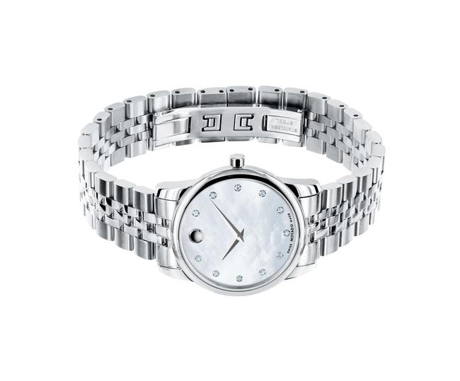 Movado Silver Museum Classic Mother Of Pearl Diamond Dial 0606612 Watch Movado Silver Museum Classic Mother Of Pearl Diamond Dial 0606612 Watch