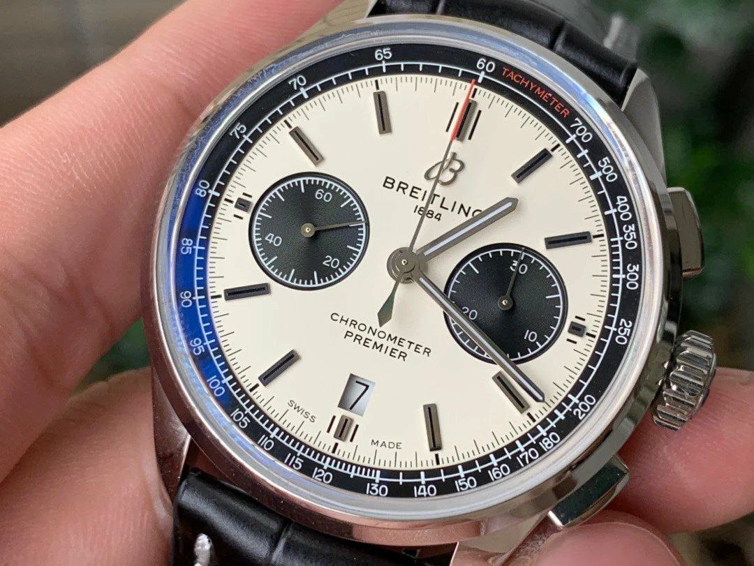 PREMIER B01 CHRONO SS 42MM GF 1:1 BEST EDITION WHITE/BLACK DIAL ON BLACK LEATHER STRAP PREMIER B01 CHRONO SS 42MM GF 1:1 BEST EDITION WHITE/BLACK DIAL ON BLACK LEATHER STRAP