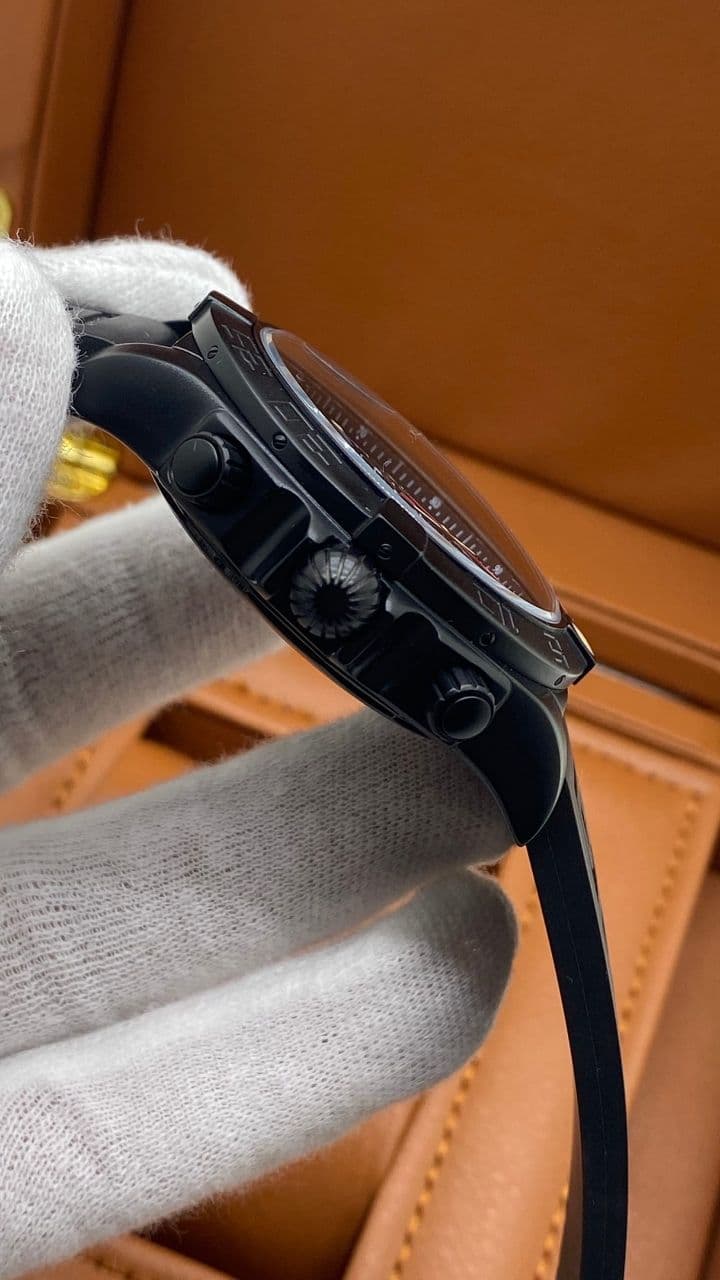 Breitling Chronomat Black Chrono High Version on Black Leather Strap