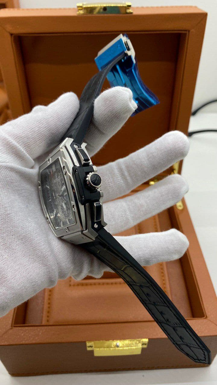 Hublot Spirit Black Grey Chrono Hight Version on Black Leather Strap