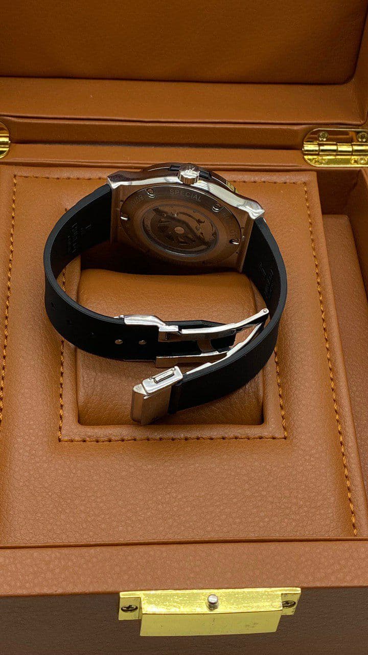 Hublot Big Bang Leather Strap Full Black Silver Case