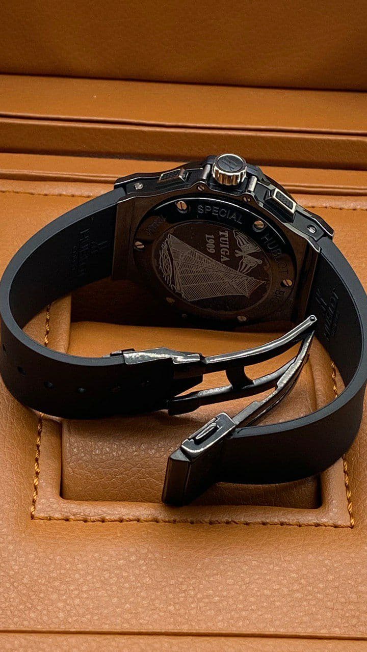 Hublot Full Black Chrono Hight Version on Black Rubber Strap