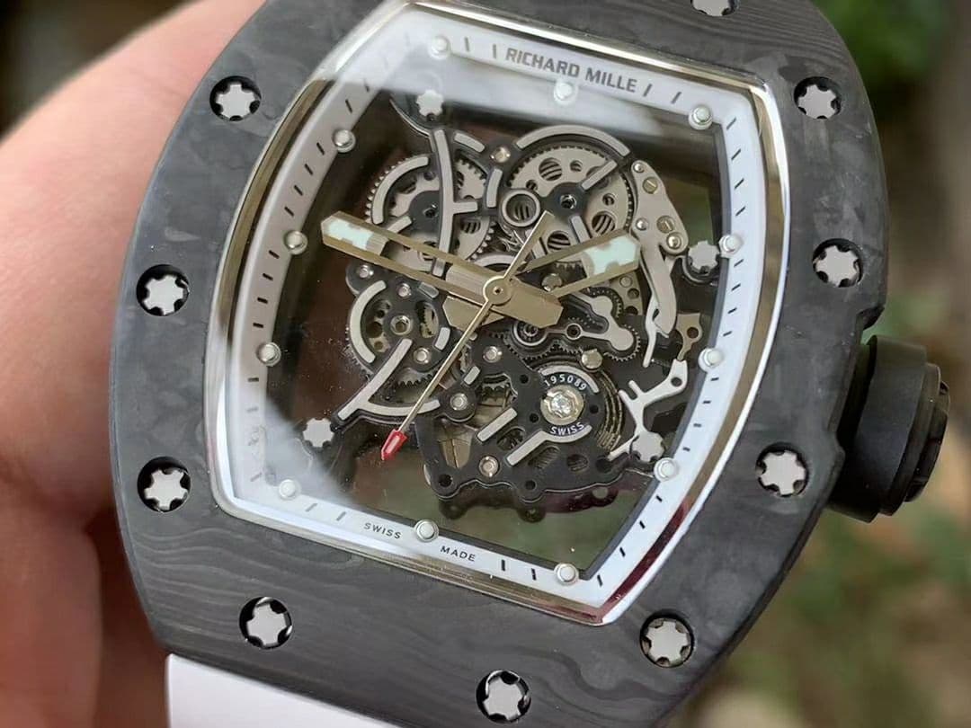 RM055 NTPT KVF Best Edition Skeleton Dial Black Crown on White Rubber Strap MIYOTA8215 V3 RM055 NTPT KVF Best Edition Skeleton Dial Black Crown on White Rubber Strap MIYOTA8215 V3