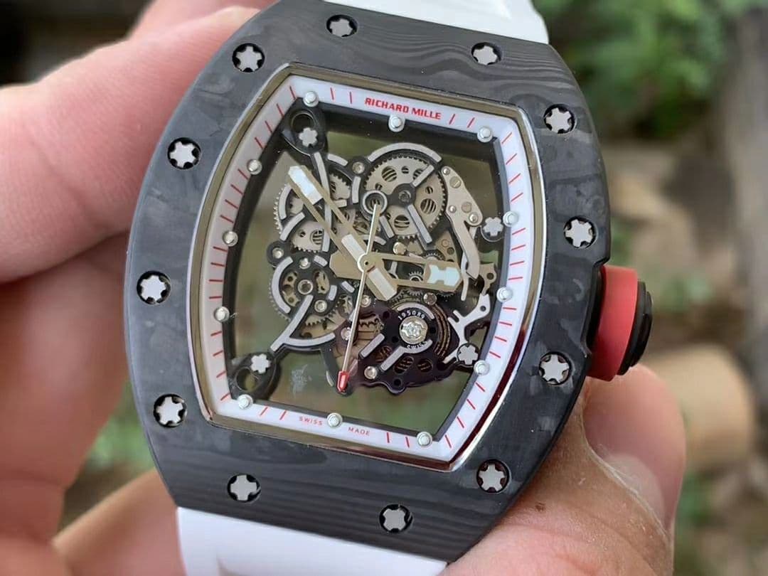 RM055 NTPT KVF Best Edition Skeleton Dial Red Crown on White Rubber Strap MIYOTA8215 V3 RM055 NTPT KVF Best Edition Skeleton Dial Red Crown on White Rubber Strap MIYOTA8215 V3