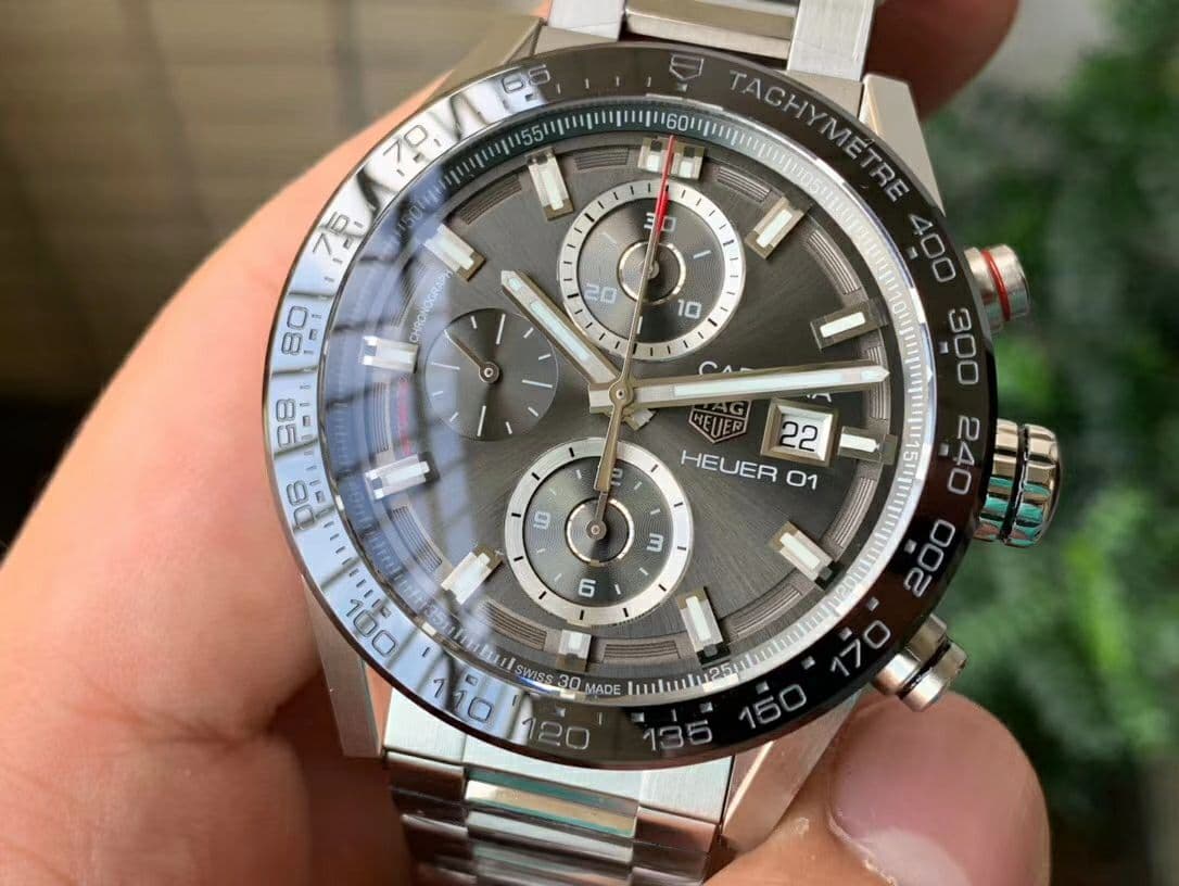 Calibre Heuer 01 Chrono SS XF 1:1 Best Edition Gray Dial on SS Bracelet Strap A1887 Calibre Heuer 01 Chrono SS XF 1:1 Best Edition Gray Dial on SS Bracelet Strap A1887