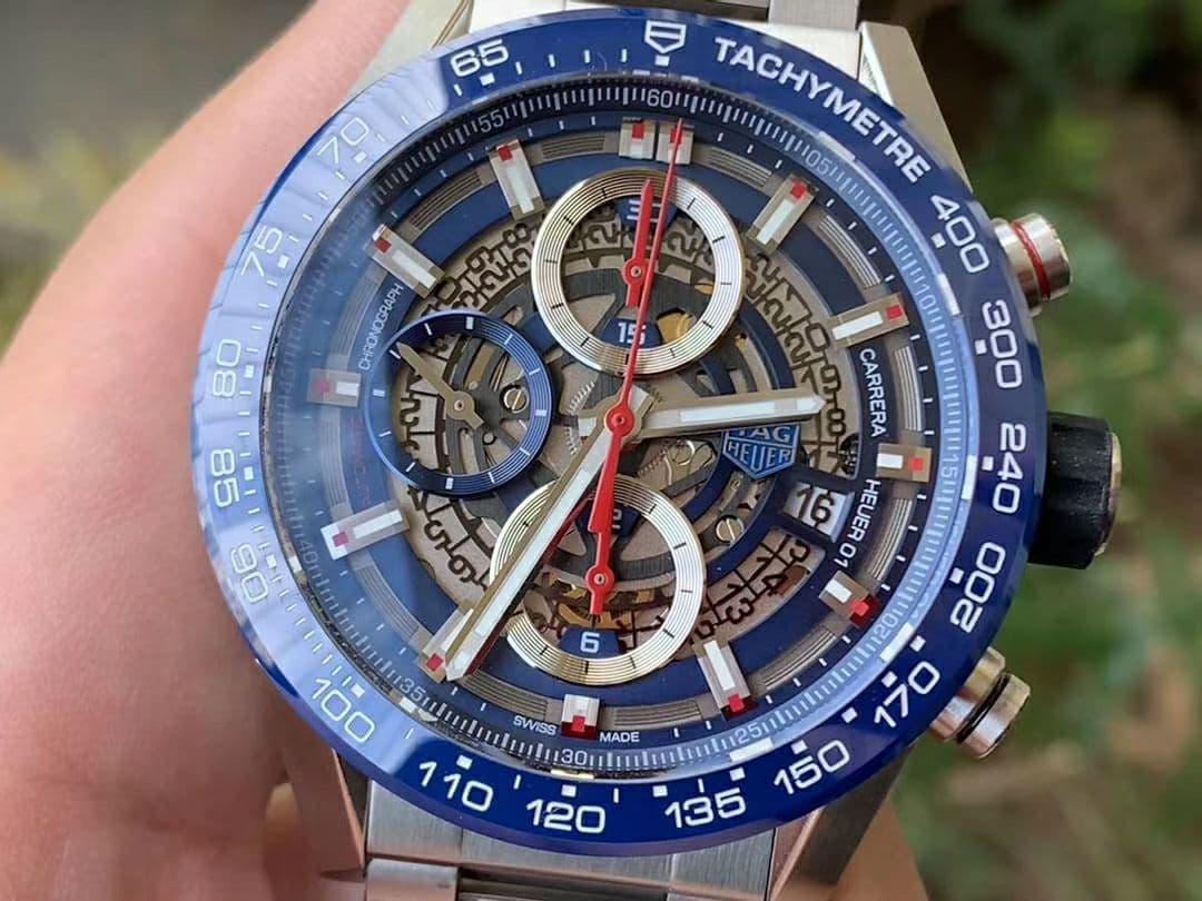 Calibre Heuer 01 Chrono 43mm Blue Ceramic SS XF 1:1 Best Edition Skeleton Dial on SS Bracelet A1887 Calibre Heuer 01 Chrono 43mm Blue Ceramic SS XF 1:1 Best Edition Skeleton Dial on SS Bracelet A1887