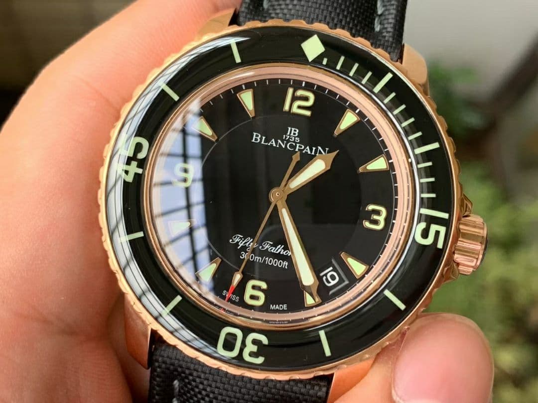 Fifty Fathoms RG Black ZF 1:1 Best Edition Black Dial on Sail-canvas Strap A2836 (Free Extra Strap) Fifty Fathoms RG Black ZF 1:1 Best Edition Black Dial on Sail-canvas Strap A2836 (Free Extra Strap)