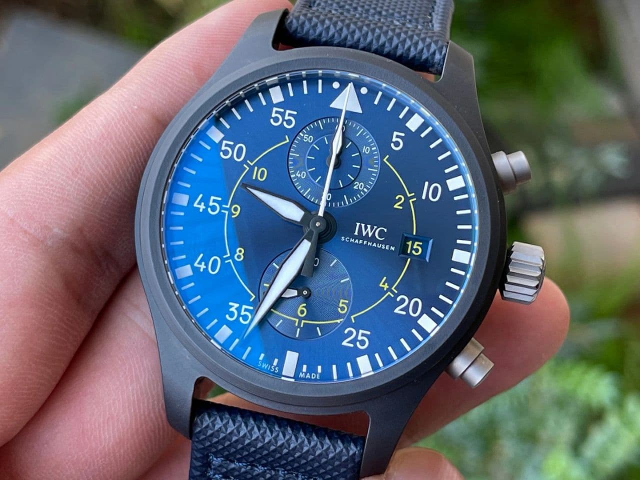 Pilot Chrono "Blue Angels" Black Ceramic ZF Best Edition on Blue Leather Strap A7750