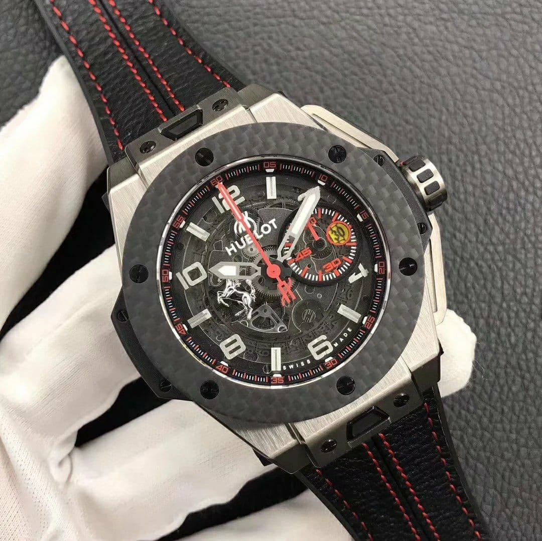 Big Bang Ferrari Unico Titanium V6F Best Edition Skeleton Dial on Black Gummy Strap HUB1288 Big Bang Ferrari Unico Titanium V6F Best Edition Skeleton Dial on Black Gummy Strap HUB1288