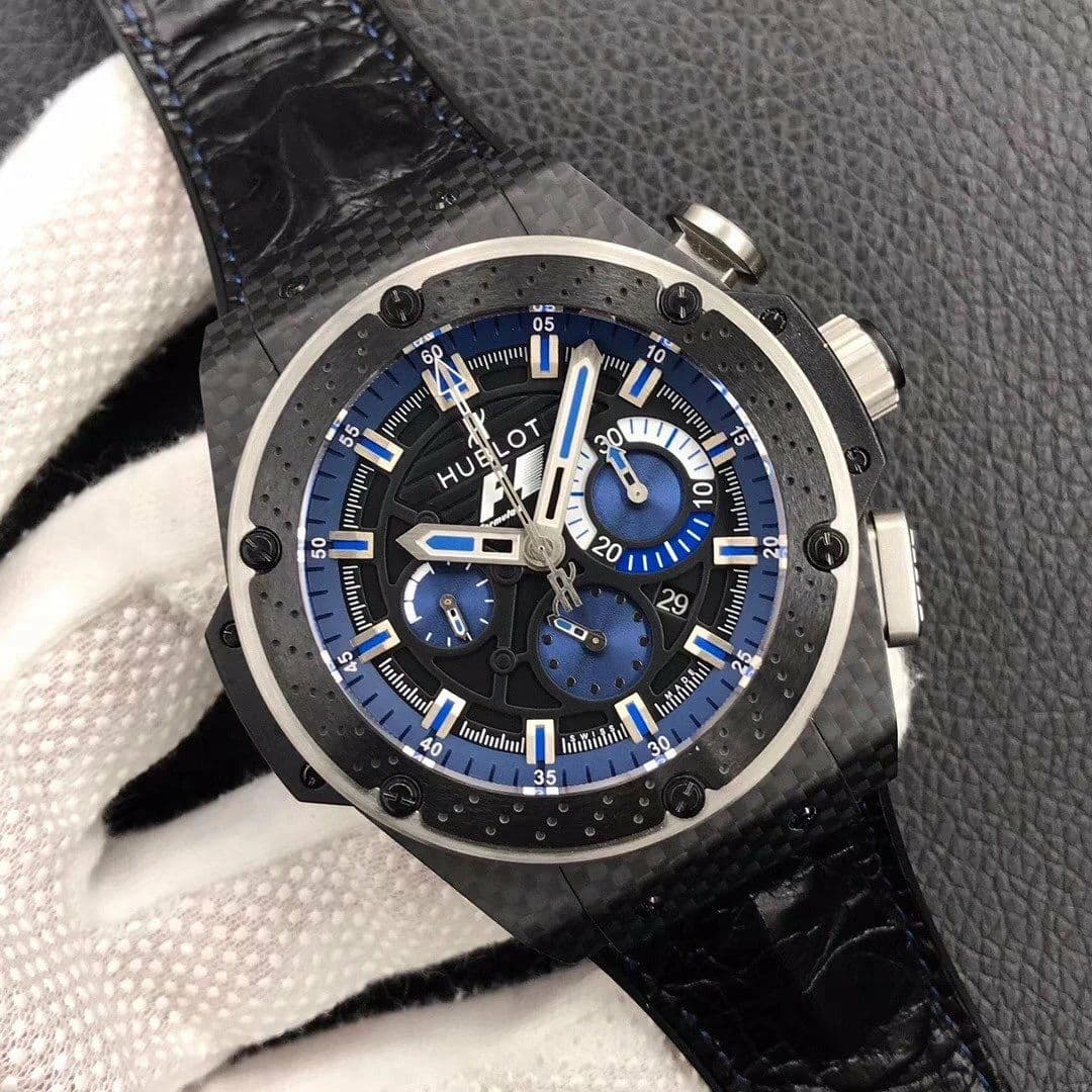 Big Bang Ferrari F1 Carbon Fiber V6F Limited Edition Black/Blue Dial on Black Leather Strap HUB4100 Big Bang Ferrari F1 Carbon Fiber V6F Limited Edition Black/Blue Dial on Black Leather Strap HUB4100