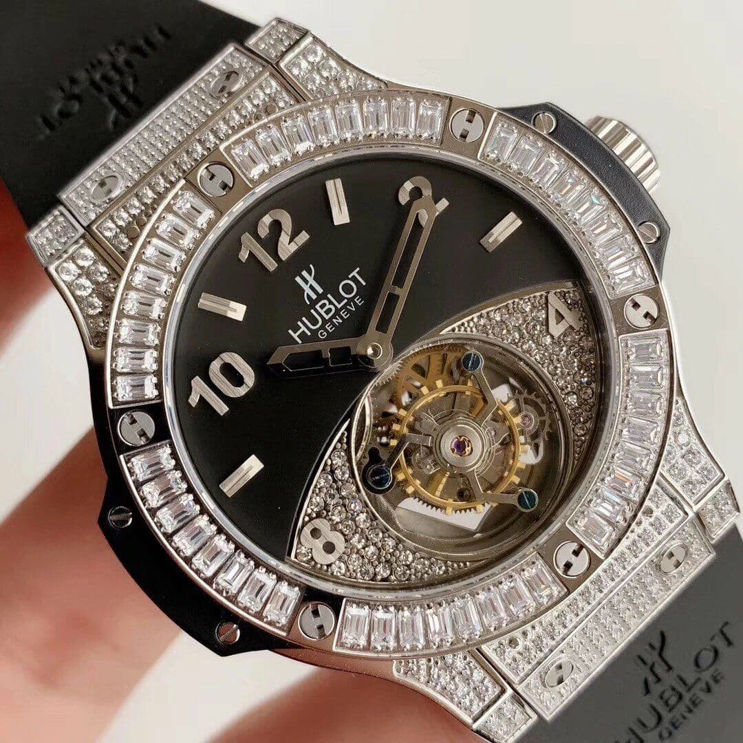 Big Bang Tourbillon Automatic PVD Black Textured Diamond Dial on Black Rubber Strap Big Bang Tourbillon Automatic PVD Black Textured Diamond Dial on Black Rubber Strap