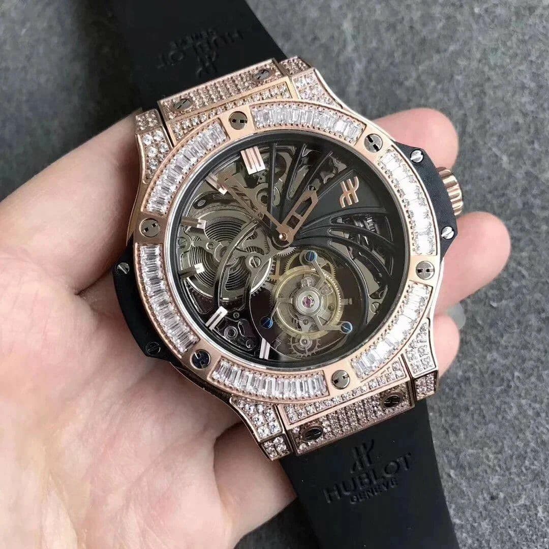 Big Bang Ceramic Diamond Bezel Skeleton Tourbillon on Black Rubber Strap Big Bang Ceramic Diamond Bezel Skeleton Tourbillon on Black Rubber Strap