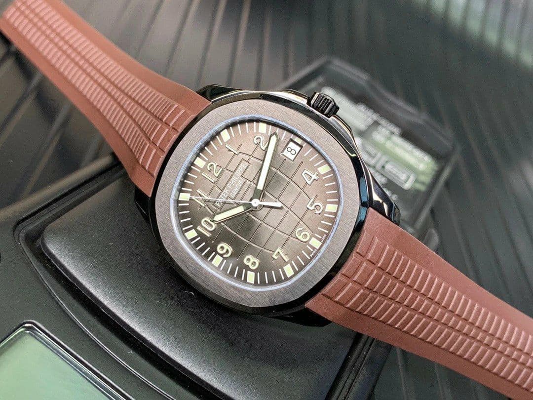 Aquanaut Black Venom DLC ZF 1:1 Best Edition Black Dial on Brown Rubber Strap 324CS