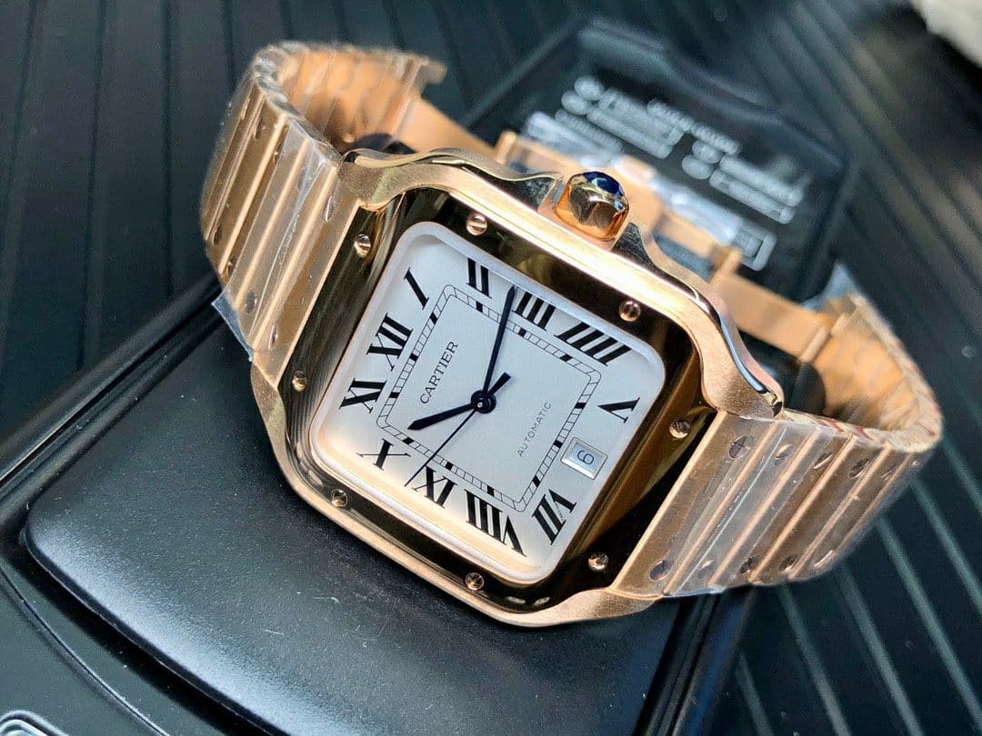 Santos de Cartier 40mm RG GF 1:1 Best Edition White Dial on RG SmartLinks Bracelet MIYOTA 9015 V2 Santos de Cartier 40mm RG GF 1:1 Best Edition White Dial on RG SmartLinks Bracelet MIYOTA 9015 V2