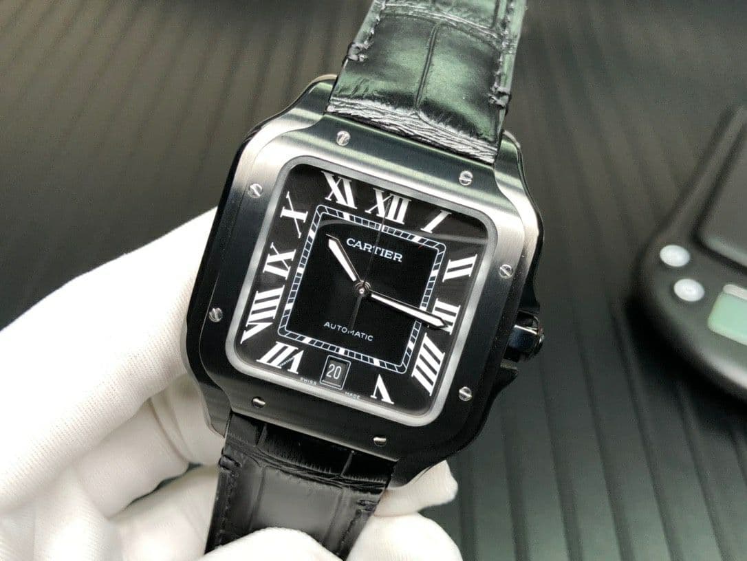 Santos de Cartier 40mm PVD GF 1:1 Best Edition White Dial on Leather Strap MIYOTA 9015 V2 Santos de Cartier 40mm PVD GF 1:1 Best Edition White Dial on Leather Strap MIYOTA 9015 V2